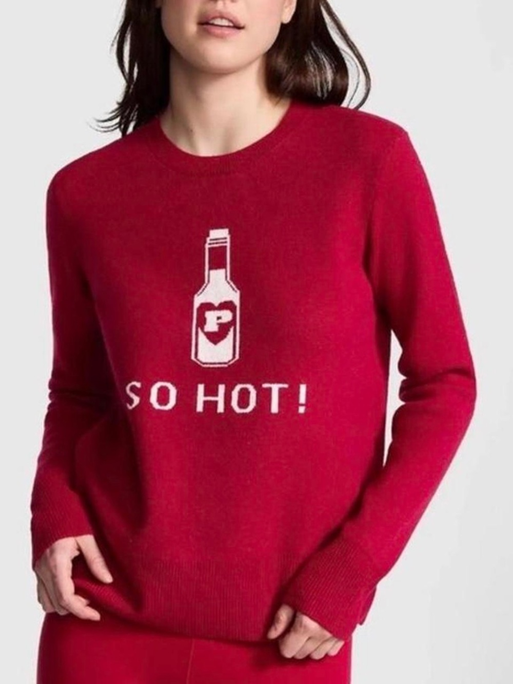 PINK Victoria's Secret Red 'So Hot!' Crewneck Sweater